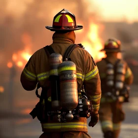 Brave Firefighters Facing Intense Fire