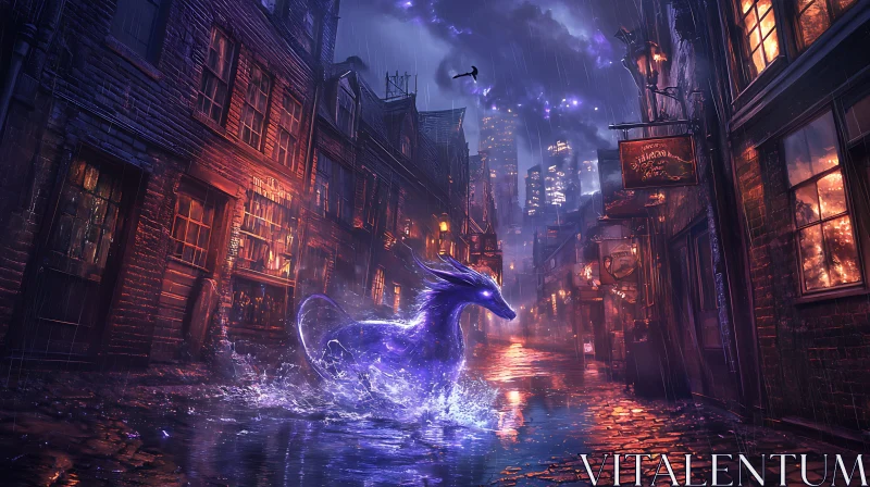 AI ART Ethereal Dragon's Urban Journey