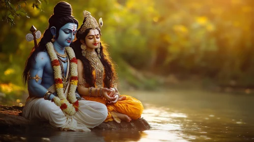 Meditative Gods by the River