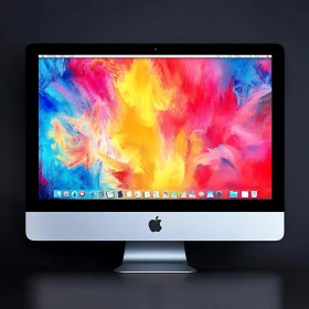 Sleek Desktop Displaying Colorful Abstract Art