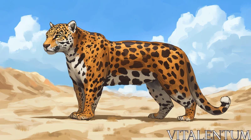 AI ART Wild Jaguar Painting in Sandscape