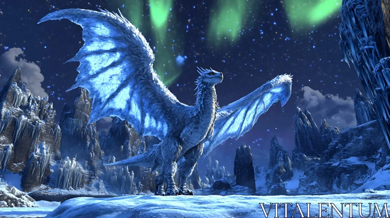 Winter Dragon in Frozen Realm AI Image