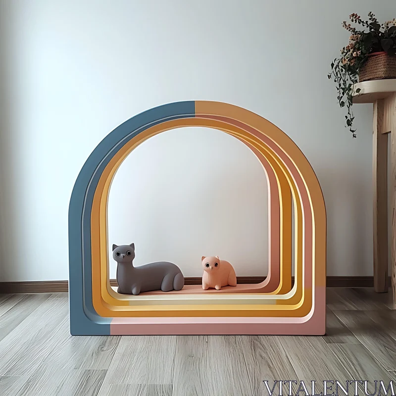 Cats Inside a Colorful Arch AI Image