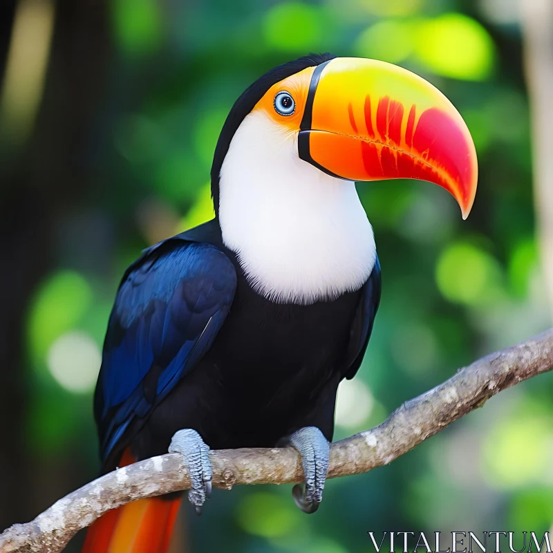 AI ART Vibrant Toucan Bird on Tree Limb