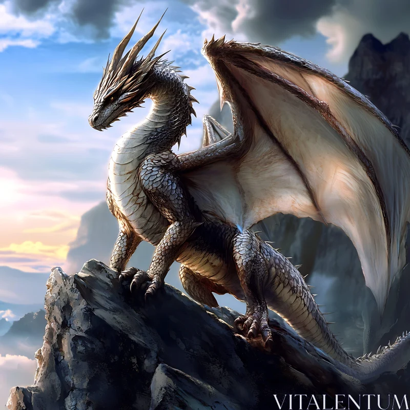 Fantasy Dragon on Mountain AI Image