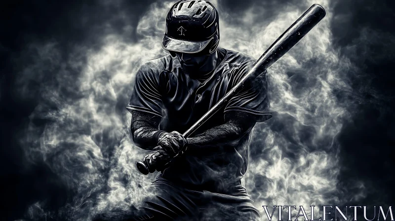 AI ART Baseball Player in Smoke