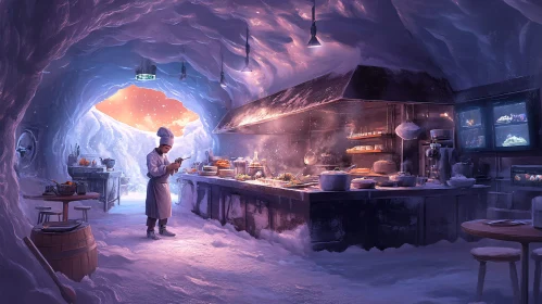 Chef in a Snowy Kitchen