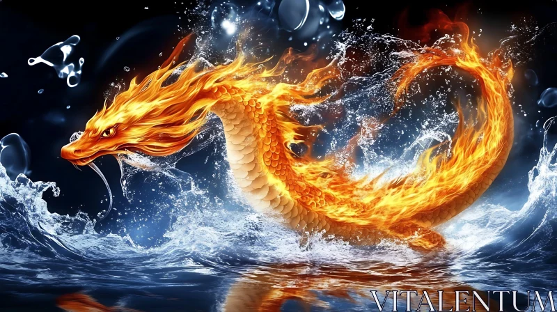 AI ART Dragon in Flames and Water