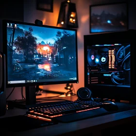 High-End Gaming PC and Monitor