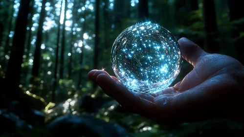 Glowing Sphere in Woodland Setting