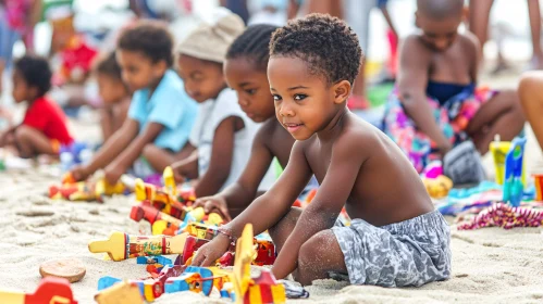 Kids Building Sandcastles at the Beach