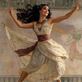 Joyful Dance of a Woman in Dress