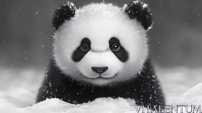 AI ART Panda in Snowy Landscape