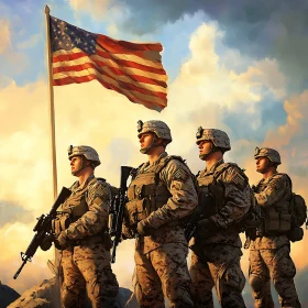 United States Military Men Illustration