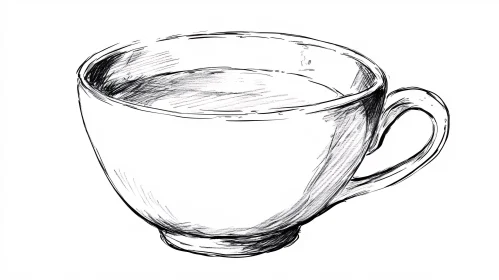 Monochrome Teacup Drawing