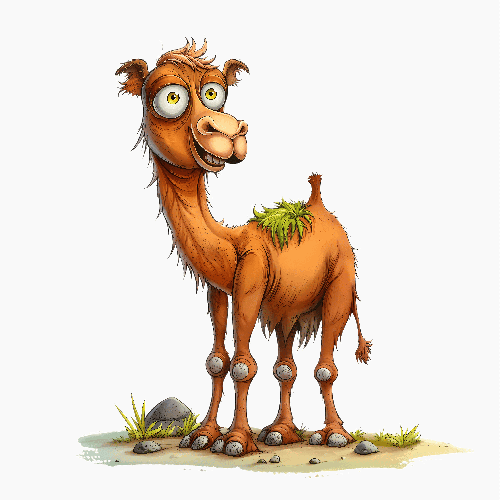 Cartoon Camel Illustration on a Transparent Background POD Design