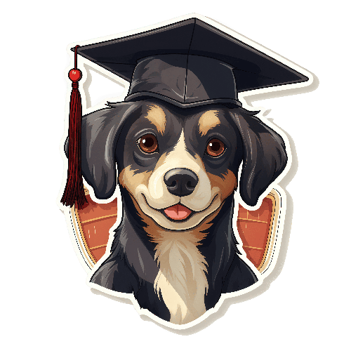 POD Design Cartoon Dog in Graduation Cap - Celebratory Image