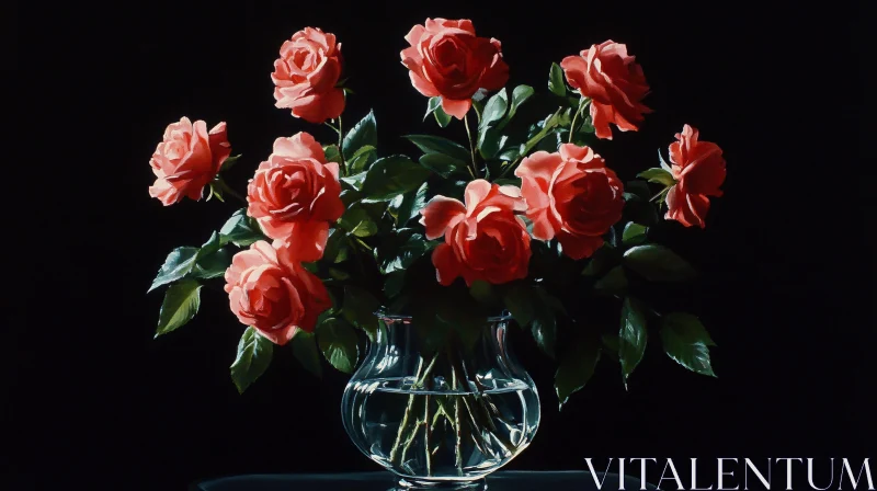 Red Roses in Vase AI Image