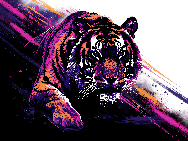 POD Design Colorful Tiger Artistic Print