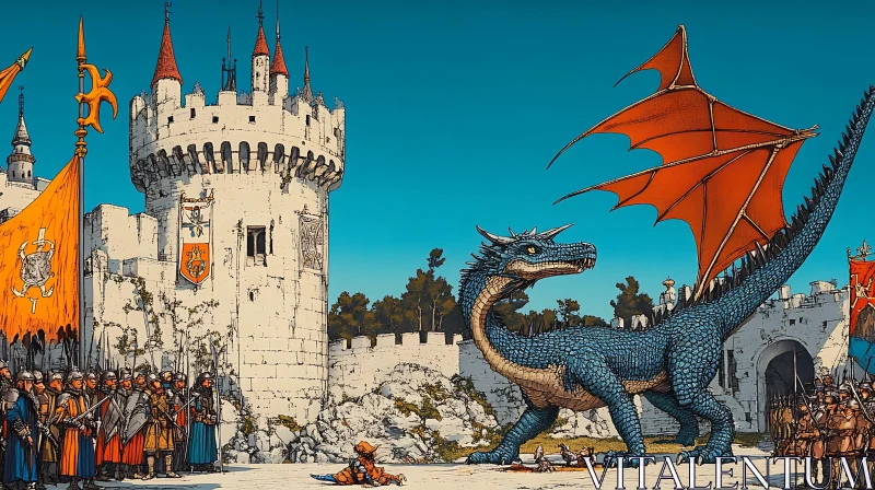 Medieval Dragon Encounter AI Image