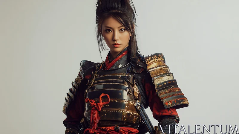 AI ART Female Warrior in Traditional Armor