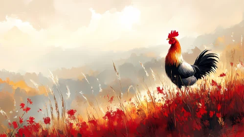 Rooster in Vibrant Morning Light