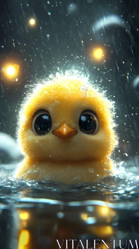 AI ART Cute Chickling in Water