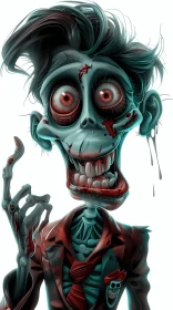 Digital Artwork of a Menacing Young Male Zombie