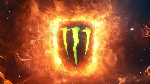 Glowing Emblem Amidst Blazing Flames