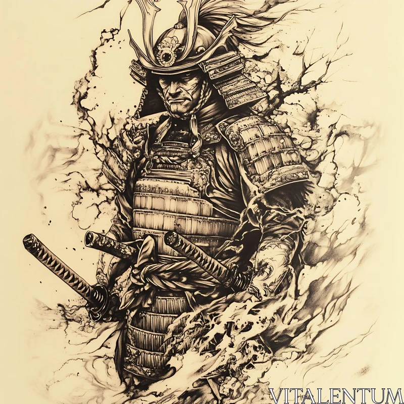 Armored Samurai with Swords AI Image