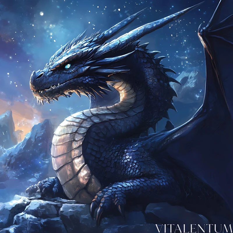 Fantasy Dragon in the Night AI Image