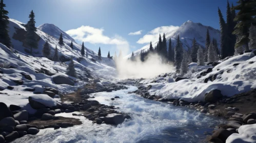 Snowy Mountain Landscape Rendered in Unreal Engine