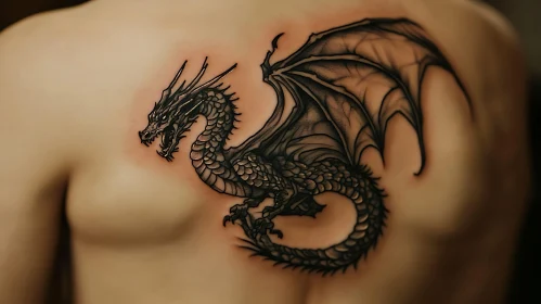 Black Ink Dragon Tattoo Design