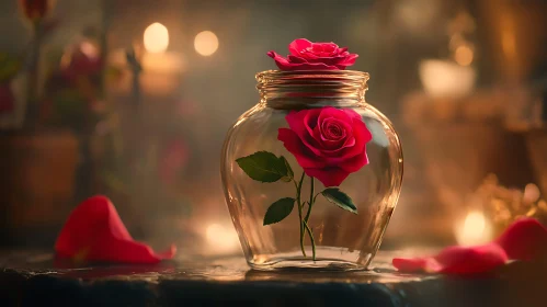 Rose in Glass Jar Still Life