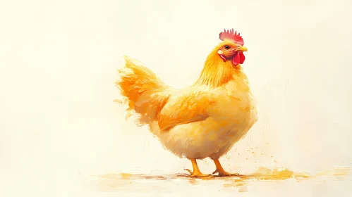 Chicken Painting with Yellow Feathers