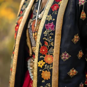 Intricate Floral Embroidery on Traditional Wear