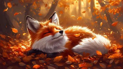 Serene Fox Amidst Autumn Foliage