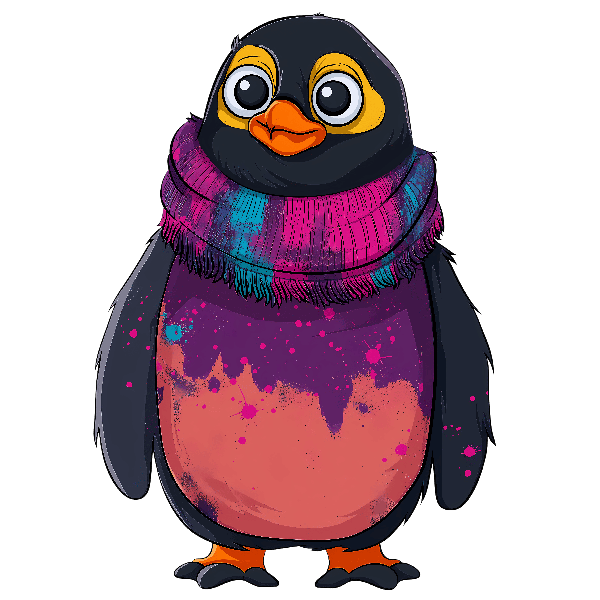 POD Design Vibrant Penguin with Scarf