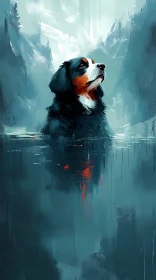 Serene Dog in Artistic Water Setting