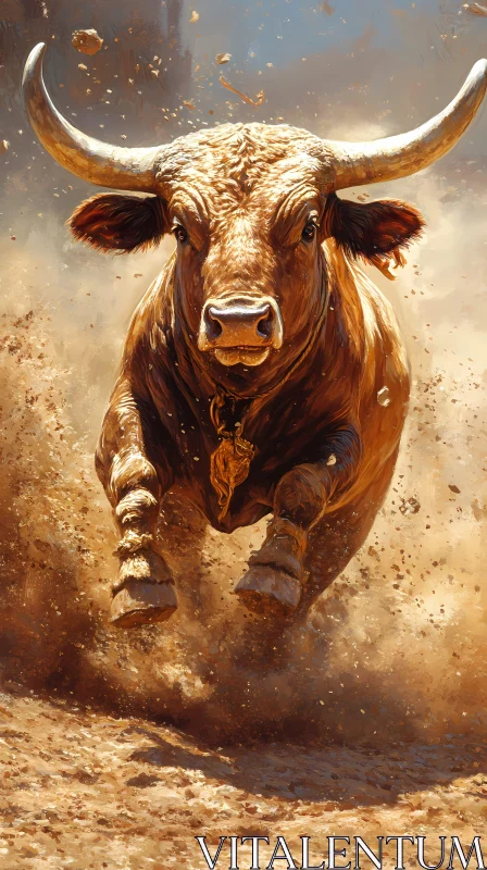 Dynamic Bull Charging Forward AI Image