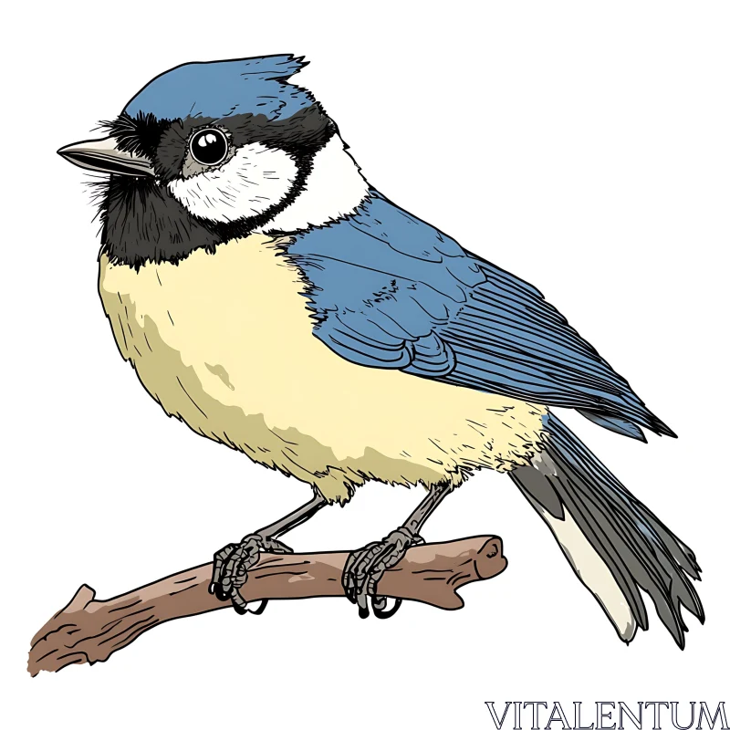 Vibrant Blue Jay Perched Art AI Image