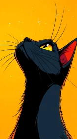 Illustration of a Cat in Yellow Hue