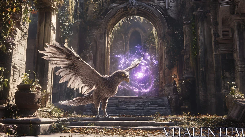 AI ART Magical Griffin at Stone Gate