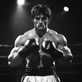 Monochrome Boxer Preparing for Fight