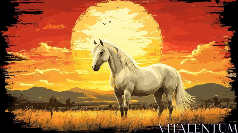 AI ART Regal Horse in Golden Landscape