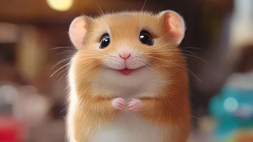 Cute Fluffy Hamster Portrait