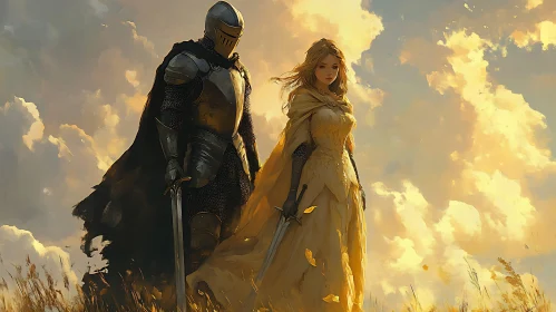 Armored Knight and Lady in the Field