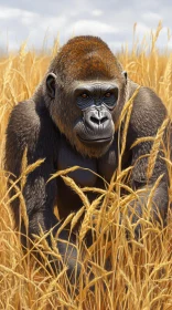 Majestic Gorilla in the Grass