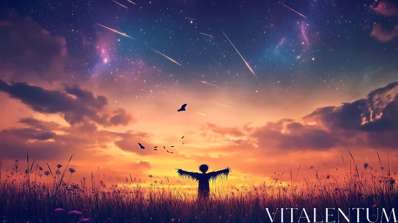 AI ART Starry Sunset Over the Field