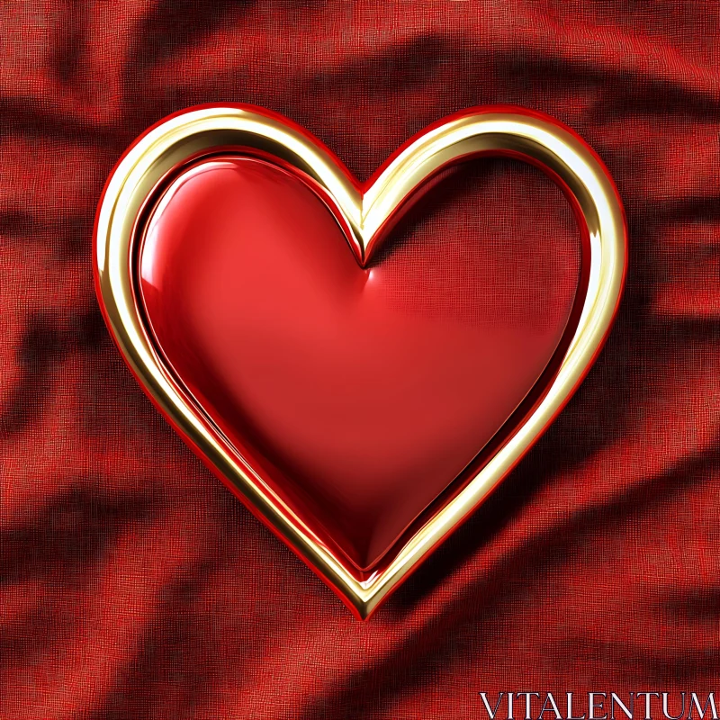 AI ART Romantic Heart with Golden Outline